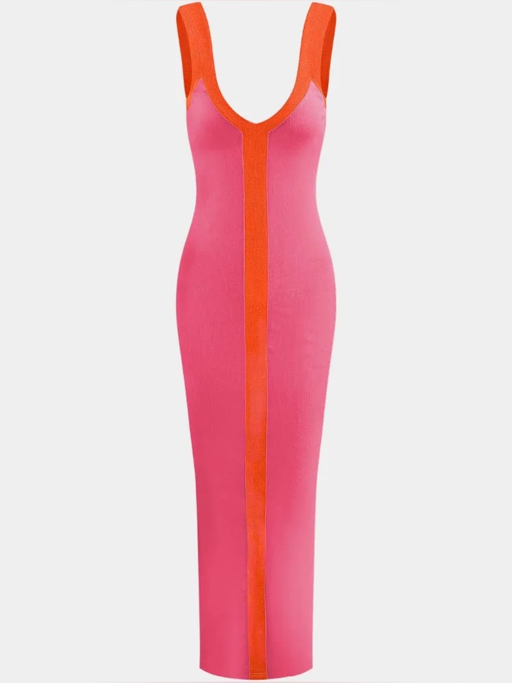 Micas Sleek Pink Maxi Dress with Bold Red Stripe - Picture 2 of 7